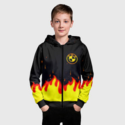 Толстовка на молнии детская BMW огненный, цвет: 3D-черный — фото 2