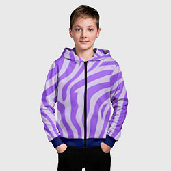 Толстовка на молнии детская Лавандовый тигровый паттерн, цвет: 3D-синий — фото 2