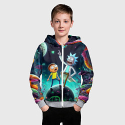 Толстовка на молнии детская Рик и Морти на планете сказочных грибов, цвет: 3D-меланж — фото 2