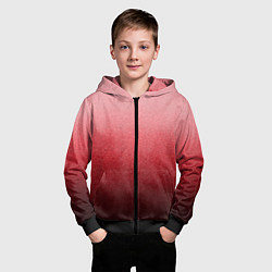 Толстовка на молнии детская Мягкий градиент красно-розовый текстура крошка, цвет: 3D-черный — фото 2