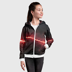 Толстовка на молнии детская Красная линия - молния, цвет: 3D-белый — фото 2