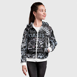 Толстовка на молнии детская Oasis на фоне гитар, цвет: 3D-белый — фото 2