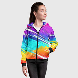 Толстовка на молнии детская Радужные брызги краски текстура, цвет: 3D-черный — фото 2