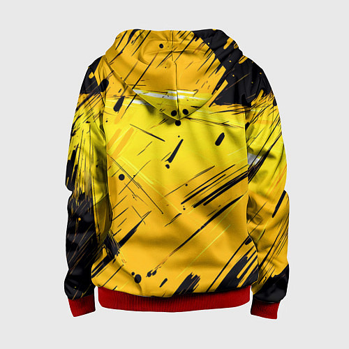 Детская толстовка на молнии Желтая краска на черном фоне / 3D-Красный – фото 2