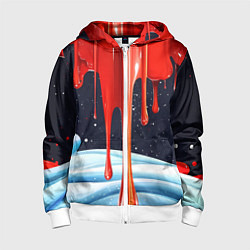 Детская толстовка на молнии Красная клякса объемная текстура