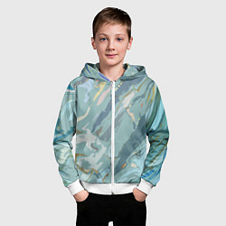 Толстовка на молнии детская Холодный голубой абстракция, цвет: 3D-белый — фото 2