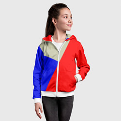 Толстовка на молнии детская Серо-сине-красный трёхцветный, цвет: 3D-белый — фото 2