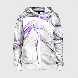 Толстовка на молнии детская Черные и фиолетовые линии на белом, цвет: 3D-белый