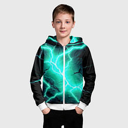 Толстовка на молнии детская Color light blue black, цвет: 3D-белый — фото 2