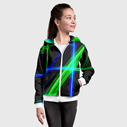 Толстовка на молнии детская Color blue black green, цвет: 3D-белый — фото 2
