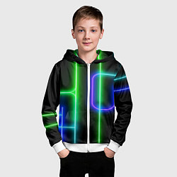 Толстовка на молнии детская Color blue black green stripe, цвет: 3D-белый — фото 2