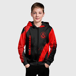 Толстовка на молнии детская Galatasaray - red gradient вертикально, цвет: 3D-черный — фото 2