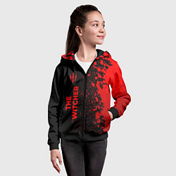 Толстовка на молнии детская The Witcher - red gradient по-вертикали, цвет: 3D-черный — фото 2