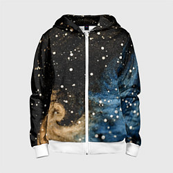 Толстовка на молнии детская Черно-синий фон текстура, цвет: 3D-белый