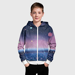 Толстовка на молнии детская Закат с блестками - текстура, цвет: 3D-белый — фото 2