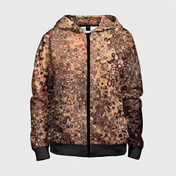 Толстовка на молнии детская Светлый коричневый абстрактная текстура, цвет: 3D-черный