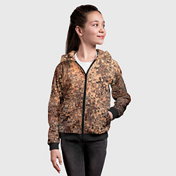 Толстовка на молнии детская Светлый коричневый абстрактная текстура, цвет: 3D-черный — фото 2