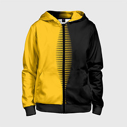 Толстовка на молнии детская Чёрно-жёлтый пополам с переходом, цвет: 3D-черный