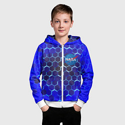 Толстовка на молнии детская Nasa голубая броня, цвет: 3D-белый — фото 2