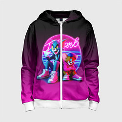 Толстовка на молнии детская Tom and Jerry - neon glow fantasy, цвет: 3D-белый