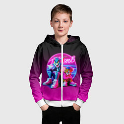 Толстовка на молнии детская Tom and Jerry - neon glow fantasy, цвет: 3D-белый — фото 2