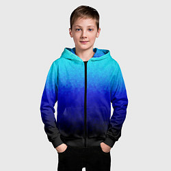 Толстовка на молнии детская Градиент мозаика из голубого в чёрный, цвет: 3D-черный — фото 2