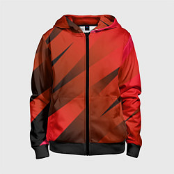 Толстовка на молнии детская Красно-коричневый абстрактные полосы, цвет: 3D-черный