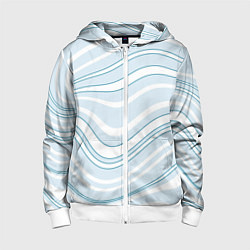 Детская толстовка на молнии Светлый бело-голубой волнистые полосы