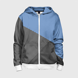 Толстовка на молнии детская Сине-серый геометричный, цвет: 3D-белый