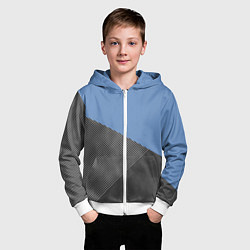 Толстовка на молнии детская Сине-серый геометричный, цвет: 3D-белый — фото 2