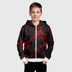 Толстовка на молнии детская Черно-красная размытая абстракция, цвет: 3D-белый — фото 2