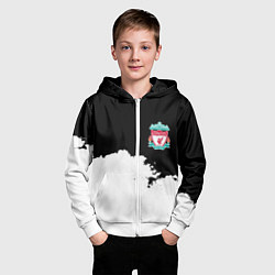 Толстовка на молнии детская Liverpool черно белый, цвет: 3D-белый — фото 2