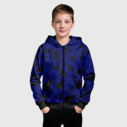 Толстовка на молнии детская Синий с чёрными деталями абстракция, цвет: 3D-черный — фото 2
