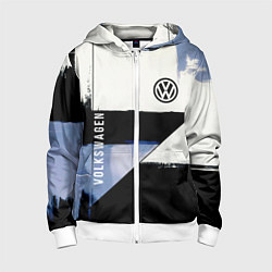 Толстовка на молнии детская Volkswagen логотип, цвет: 3D-белый