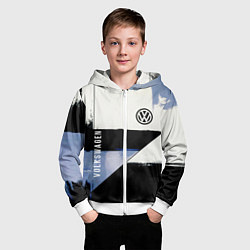 Толстовка на молнии детская Volkswagen логотип, цвет: 3D-белый — фото 2