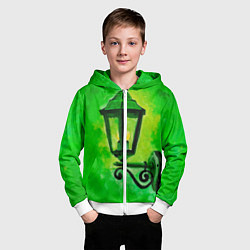 Толстовка на молнии детская Уличный зелёный фонарь, цвет: 3D-белый — фото 2