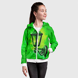 Толстовка на молнии детская Уличный зелёный фонарь, цвет: 3D-белый — фото 2