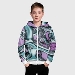 Толстовка на молнии детская Металлическая абстракция на фиолетовом фоне, цвет: 3D-белый — фото 2