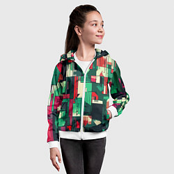Толстовка на молнии детская Абстракция красно-зелёный геометричный, цвет: 3D-белый — фото 2