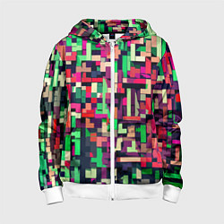 Детская толстовка на молнии Зелёно-розовый геометричные фигуры