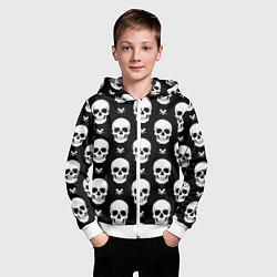 Толстовка на молнии детская Черепной фон, цвет: 3D-белый — фото 2