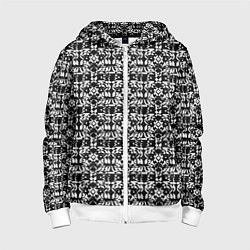 Толстовка на молнии детская Чёрно-белый узорный паттерн, цвет: 3D-белый