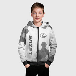 Толстовка на молнии детская Lexus - white gradient вертикально, цвет: 3D-черный — фото 2