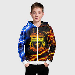 Толстовка на молнии детская Liverpool storm, цвет: 3D-белый — фото 2