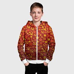 Толстовка на молнии детская Серп и молот паттерн, цвет: 3D-белый — фото 2