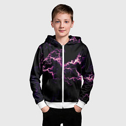 Толстовка на молнии детская Lightning pink glow, цвет: 3D-белый — фото 2