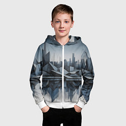 Толстовка на молнии детская Небоскребы и скалы, цвет: 3D-белый — фото 2