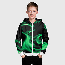 Толстовка на молнии детская Color green smoke, цвет: 3D-белый — фото 2