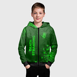 Толстовка на молнии детская Death Stranding - green gradient вертикально, цвет: 3D-черный — фото 2