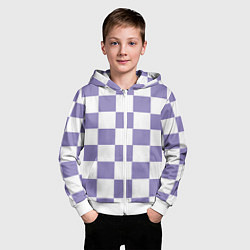 Толстовка на молнии детская Квадраты фиолетовые, цвет: 3D-белый — фото 2